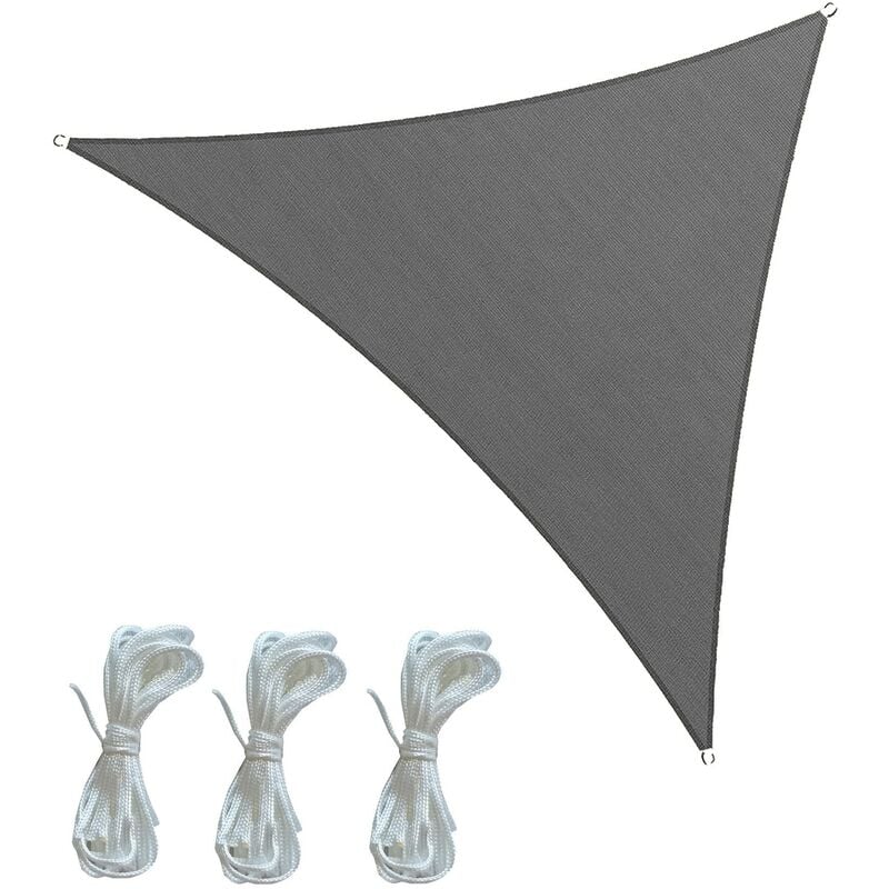 Mobili Rebecca - Rebecca Mobili Voile D'Ombrage Triangulaire en Polyéthylène Gris avec Cordes 3x3x3