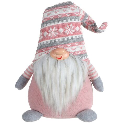 Rebecca Mobili Weihnachtszwerg Elf Skandinavisch Rosa Grau Mit Bart 30,5x19x13