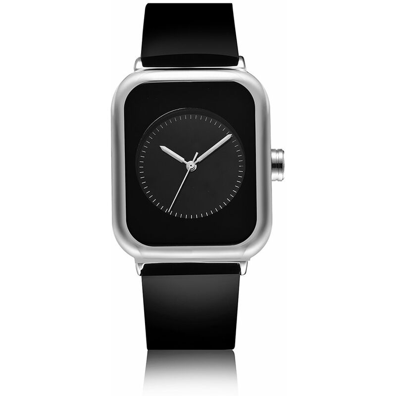 

Reloj cuadrado con movimiento de buena calidad para hombres y mujeres,negro y plateado y negro - Rebirth