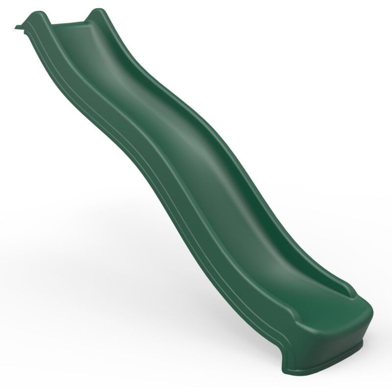 8ft (220cm) Universal Children's Plastic Garden Kids Wave Slide - Dark Green - Rebo