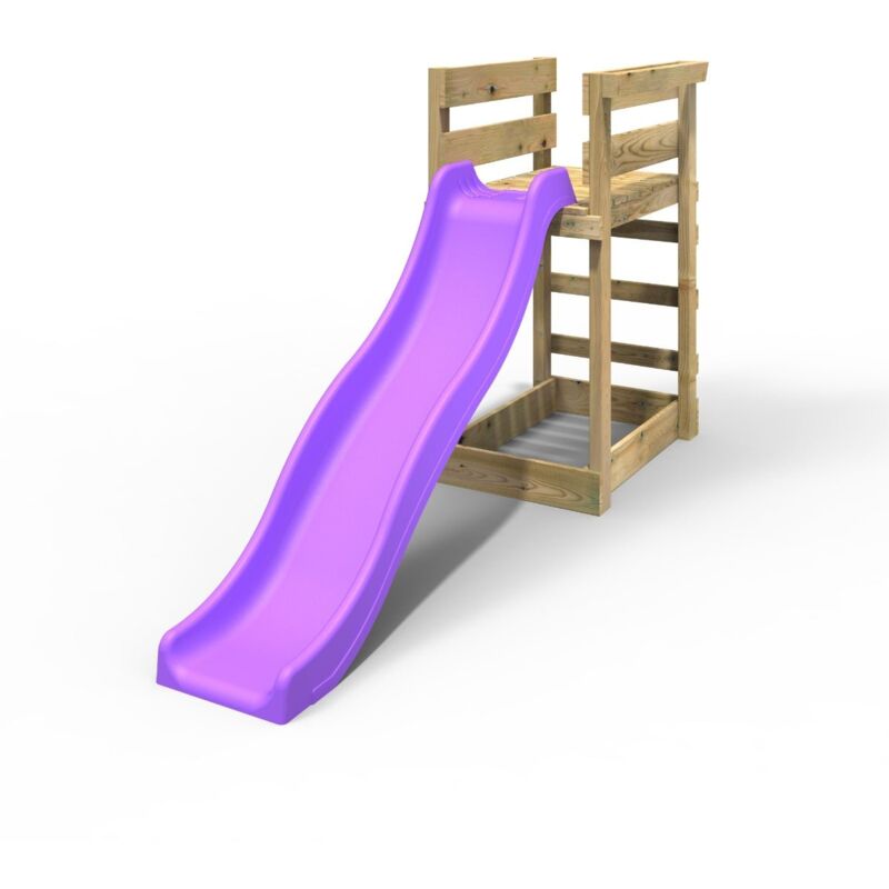 Rebo - Add-on Wooden Platform with 6FT Slide for Wooden Garden Swing Sets - Purple