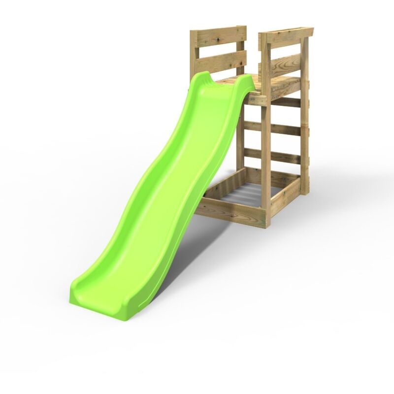 Add-on Wooden Platform with 6FT Slide for Rebo Wooden Garden Swing Sets - Light Green