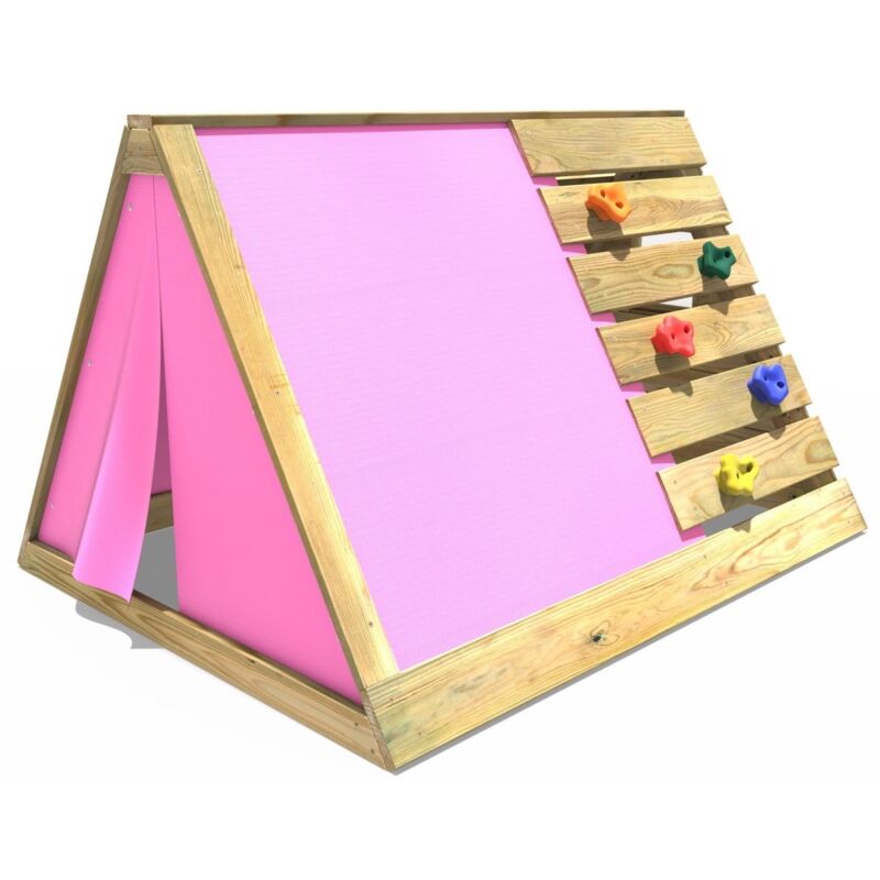 Rebo Mini Wooden Climbing Pyramid Adventure Playset and Den - Pink