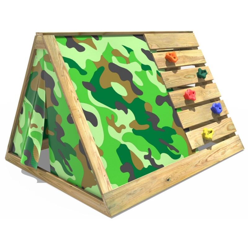 Rebo - Mini Wooden Climbing Pyramid Adventure Playset and Den - Camo