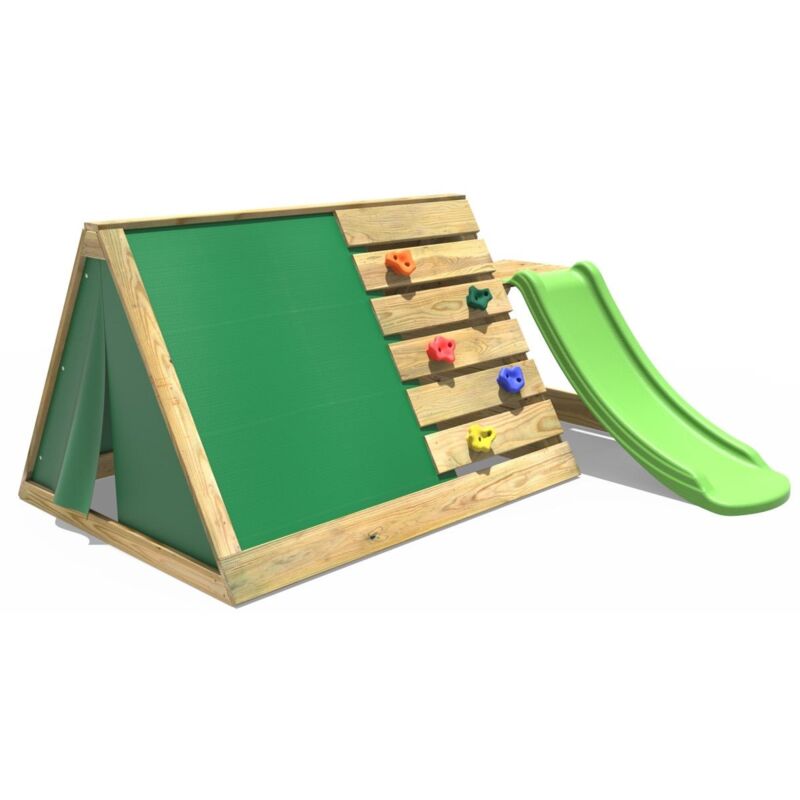 Mini Wooden Climbing Pyramid Adventure Playset - Den and Slide - Green - Rebo