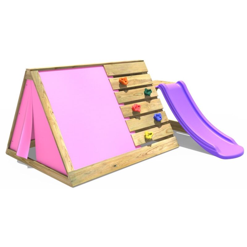 Mini Wooden Climbing Pyramid Adventure Playset - Den and Slide - Pink - Rebo