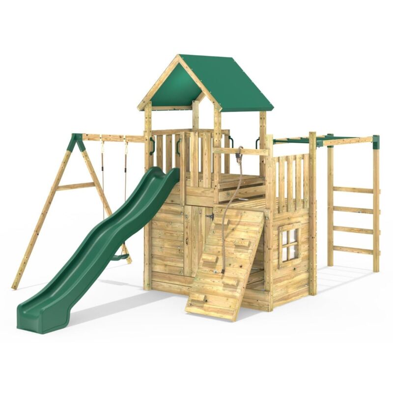 Rebo - Modular Wooden Climbing Frame Adventure Playset - M10 Single Swing