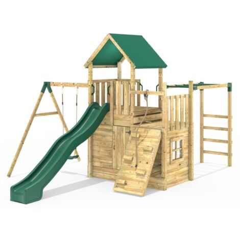 Rebo Modular Wooden Climbing Frame Adventure Playset - M10 Single Swing