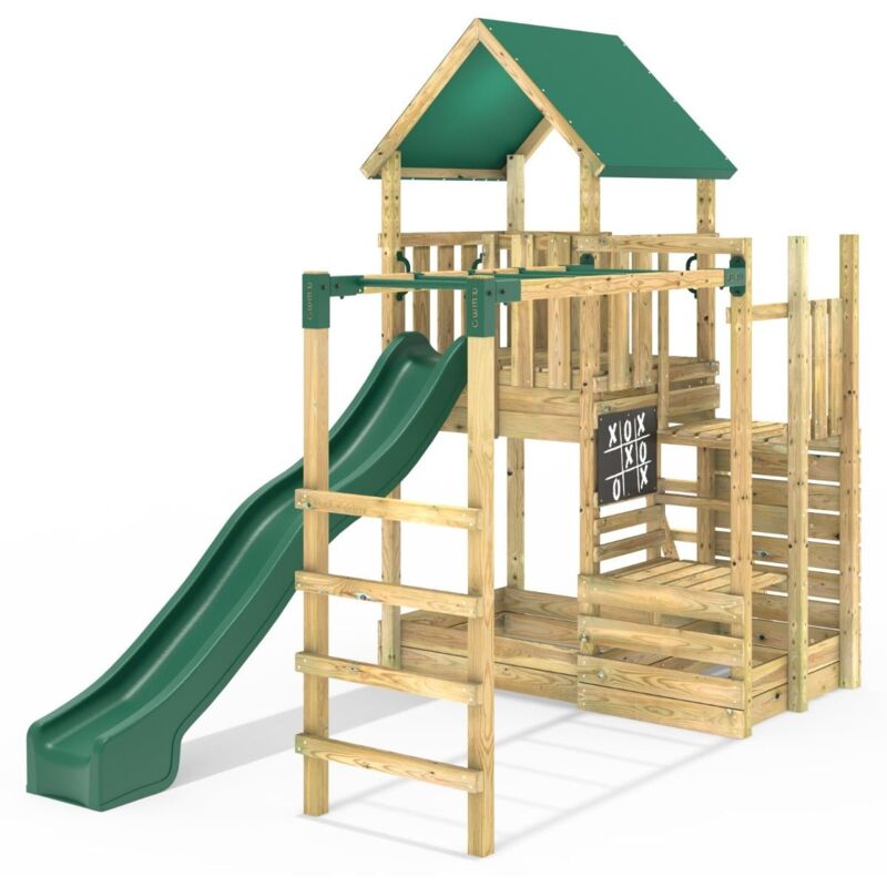 Rebo - Modular Wooden Climbing Frame Adventure Playset - M11 Stepup + Monkey Bars