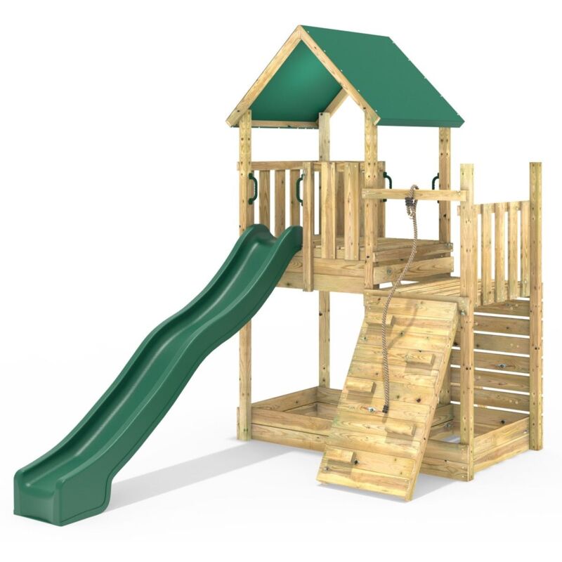 Rebo - Modular Wooden Climbing Frame Adventure Playset - M3 plus Ramp