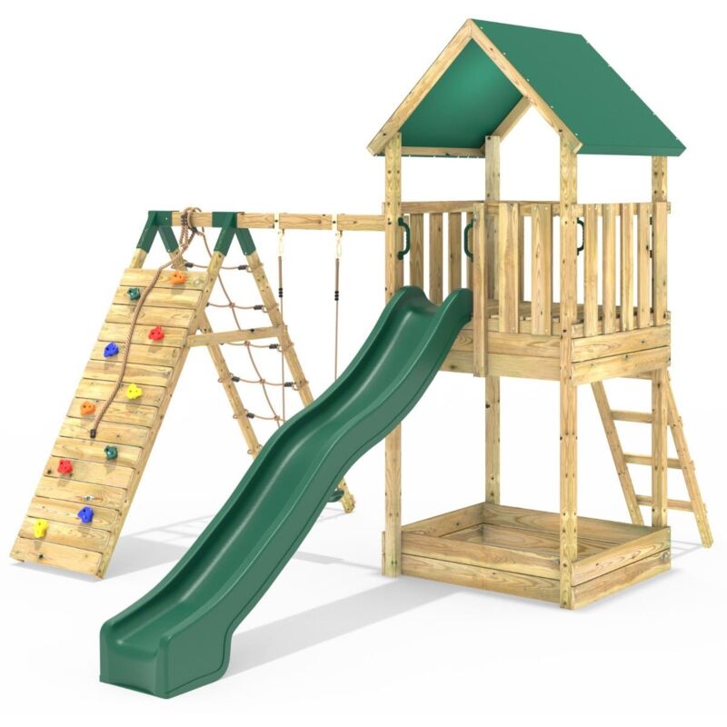 Rebo - Modular Wooden Climbing Frame Adventure Playset - Swing & Climb Wychwood