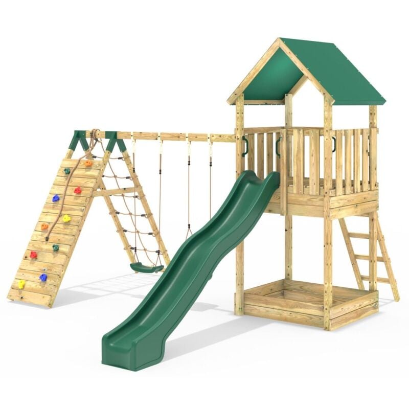 Rebo - Modular Wooden Climbing Frame Adventure Playset - Swing and Climb Haldon