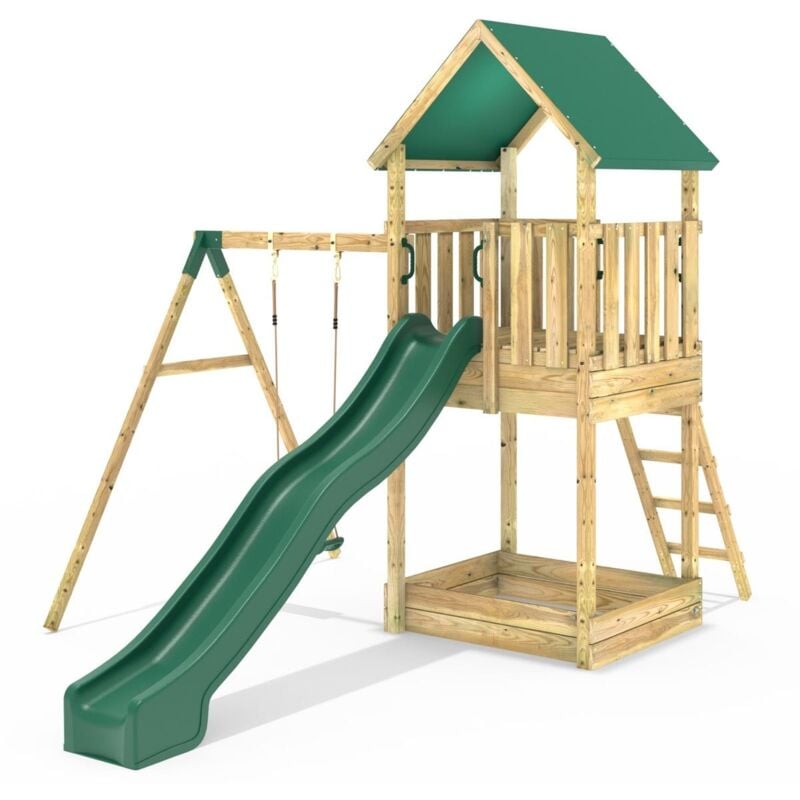 Rebo - Modular Wooden Climbing Frame Adventure Playset - Swing Wychwood