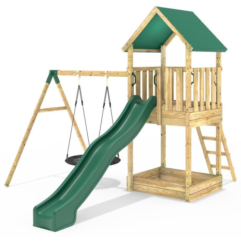 Modular Wooden Climbing Frame Adventure Playset - Swing Charnwood - Rebo