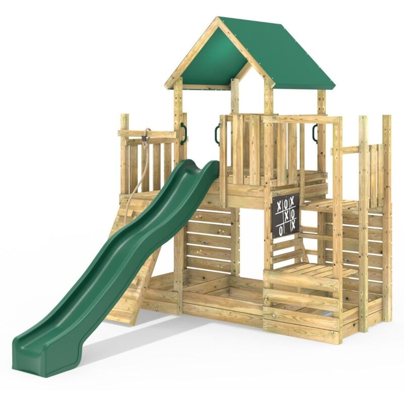 Rebo - Modular Wooden Climbing Frame Adventure Playset - M21 with Ramp