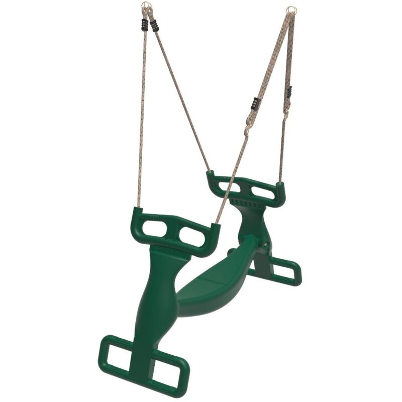 Rebo - Moulded Plastic Children's Tandem Glider - Two Child Swing Seat - Green