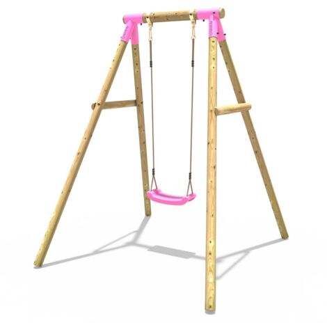 Rebo Wooden Garden Swing Set - Solar Pink