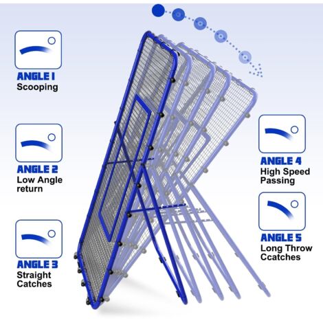 Rebondeur volley 2,1 x 1,2 m multi-angles ajustable. Structure poteaux métalliques solide pour entraînement foot,volley et basket.
