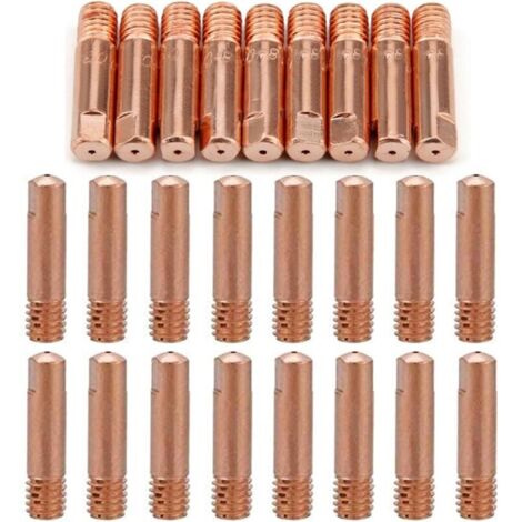 Reboot 40 pièces MB15 15AK buses de gaz buses de contact porte-buse 0,8/1,0 mm MIG/MAG consommables pour torche de soudage pointes de contact MIG machine de soudage MIG（20pc-0.8mm，20pcs-1.0mm）