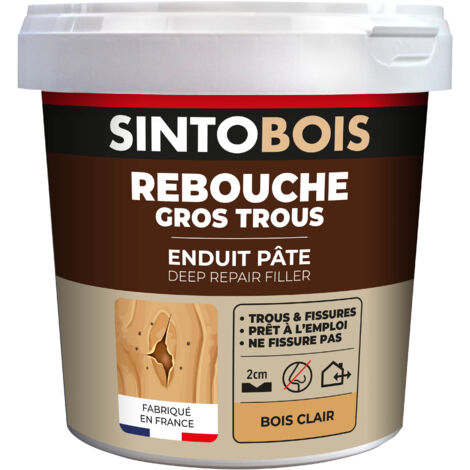 Sinto – Pâte à bois pour gros trous et fissures – Bois clair 2 KG – Excellente adhérence et séchage rapide – Épaisseur fissures jusqu'à 2 cm