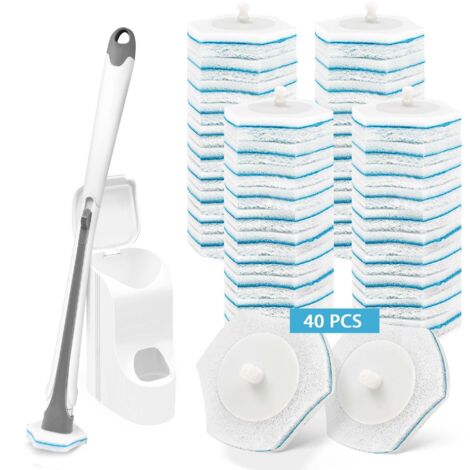 Recambio de cepillo de baño desechable, limpiador de inodoro de pared con producto, soporte para 40 recambios de detergente