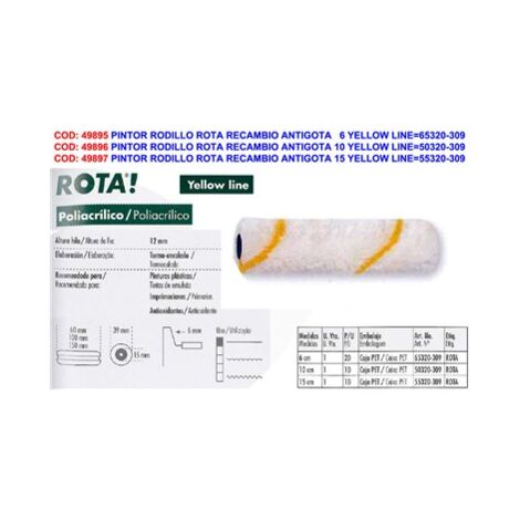 Recambio de rodillo para pintura antigota 15cm Yellowline 55320-309