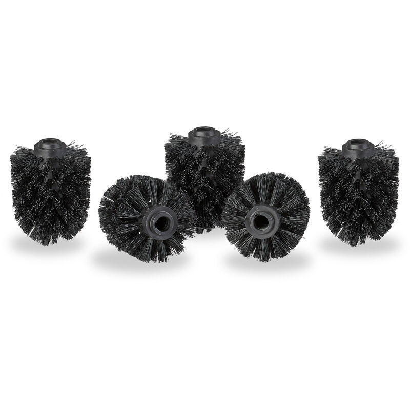 

Recambio Escobilla de Baño, Set de 5 Cabezales Repuesto WC, Inodoro, Plástico, Rosca 12 mm, ⌀ 7 cm, Negro