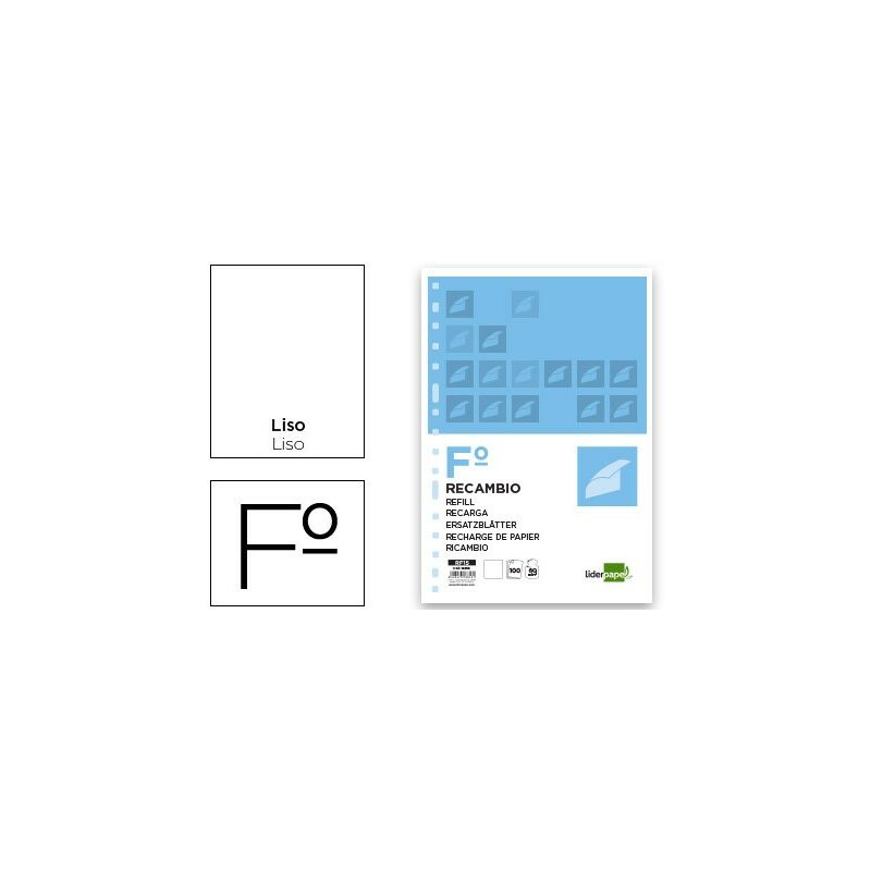 

Recambio folio 100 hojas 60g/m2 liso sin margen 16 taladros - Liderpapel