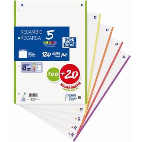 RECAMBIO OXF. A4 120h 4 TAL. LISO