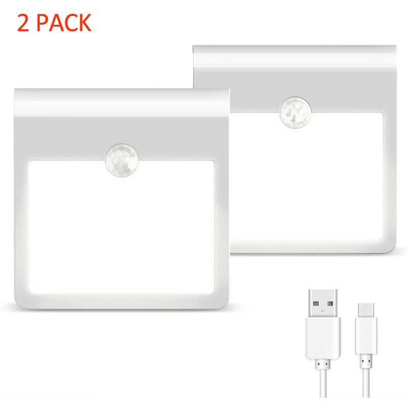 

Recargable de la noche del sensor de movimiento 2pack USB Luz 12LEDs palo en el armario de luz con sensor de atardecer hasta el amanecer 2 Brillo