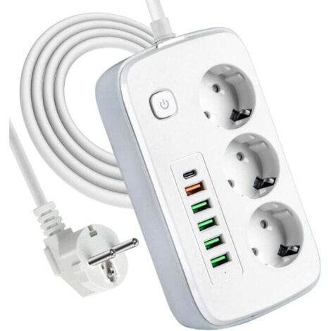 Recargo KZQ con USB, más de 3 precios con 5 precios para distribución USB y 1 oficina USB-C con disyuntor, riel de 2 metros, adaptador de precios, recargos
