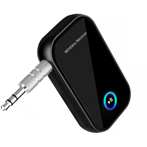 Adaptateur Bluetooth Voiture,Récepteur Audio sans Fil Bluetooth 5.1 AUX avec Fonction Mains Libres pour Voiture,Système stéréo Domestique,Casque,Haut-Parleur Noir 