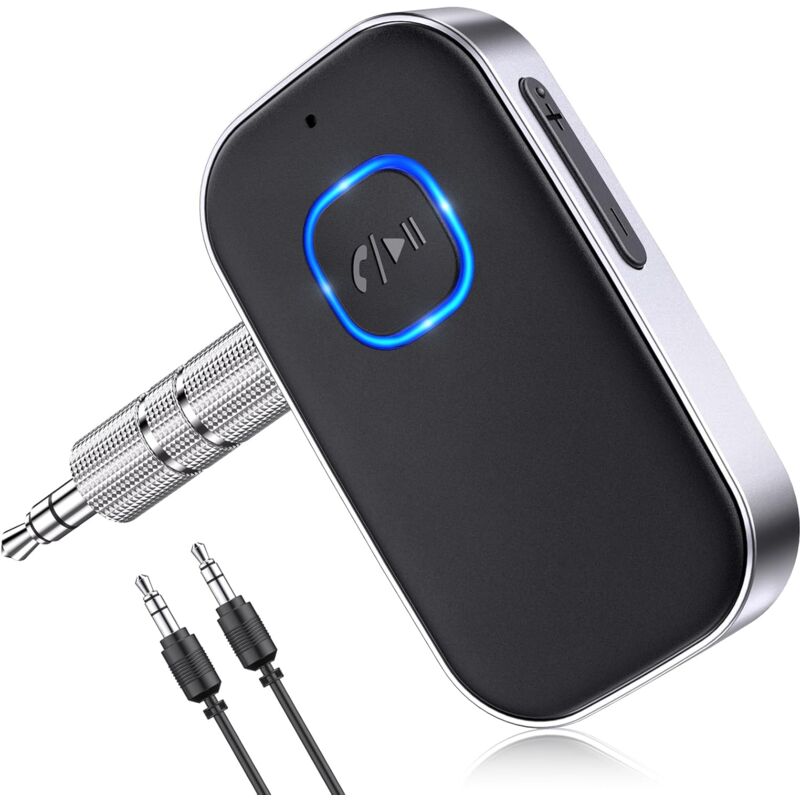 Recepteur Bluetooth 5.3 Voiture, Adaptateur Bluetooth Voiture 3,5mm AUX Jack avec sans Fil Réduction du Bruit pour Stéréo Voiture/Stéréo