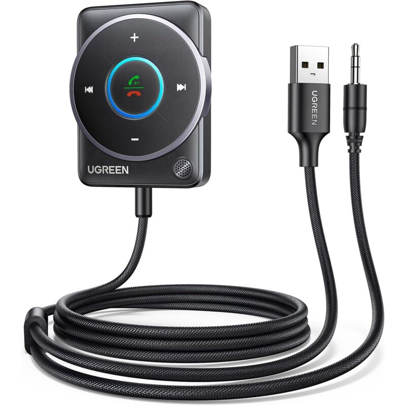 Récepteur Bluetooth 5.4 Voiture Adaptateur Jack 3.5mm Auxiliaire pour Stéréo Haut-Parleur Recepteur Autoradio Micro Intégré Appel Main Libres