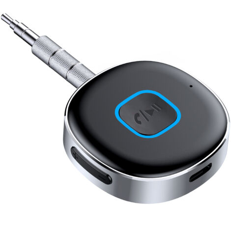 Récepteur Bluetooth de voiture, adaptateur Bluetooth jack 5.3 pour haut-parleurs/stéréo/écouteurs filaires, récepteur Bluetooth AUX 3,5 mm, appel mains libres, double connectivité