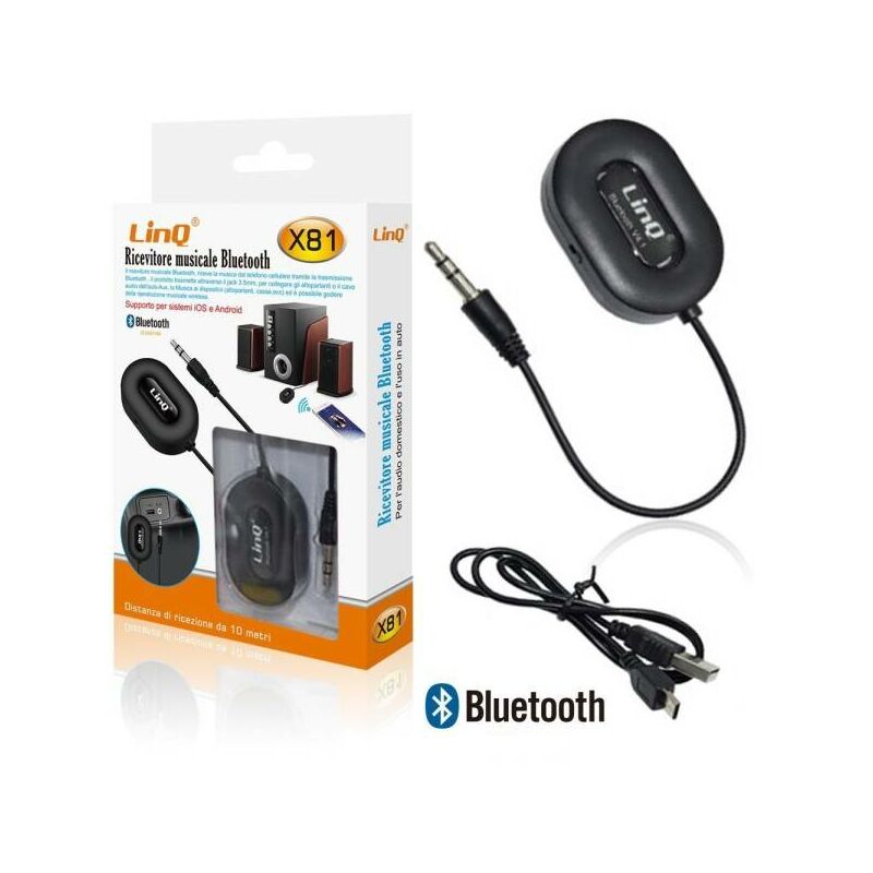 Trade Shop Traesio - Récepteur De Musique Bluetooth X81 Pour Haut-parleur De Voiture Aux Jack Mains Libres Sans Fil 3.5mm