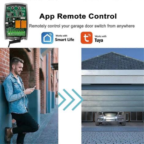 Récepteur de télécommande de porte de garage Tuya WIFI 433,92 MHz 2 canaux