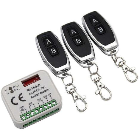 Récepteur de télécommande pour portail de garage 433 868 MHz Rx Multi 300-900 MHz AC/DC 9-30 V avec télécommande