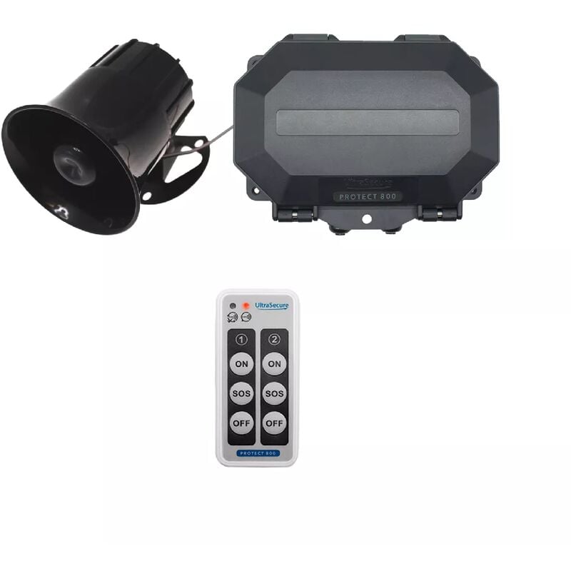 Récepteur extérieur armable sans fil 800m avec sirène 118dB 6 tons & télécommande - 2 zones temporisées (protect 800)