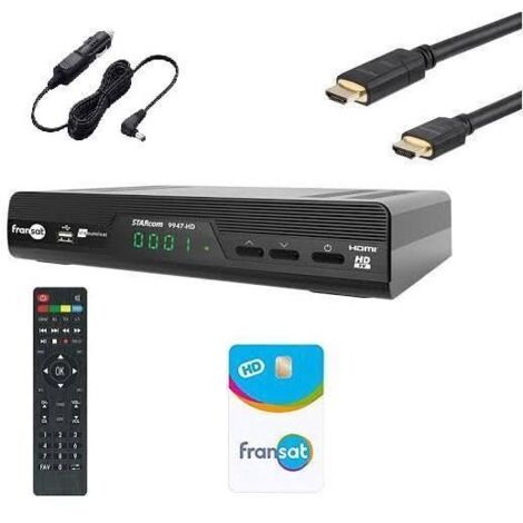 RECEPTEUR FRANSAT HD STARcom 9947+HDMI +CARTE FRANSAT+ ALLUME CIGARE HD ME