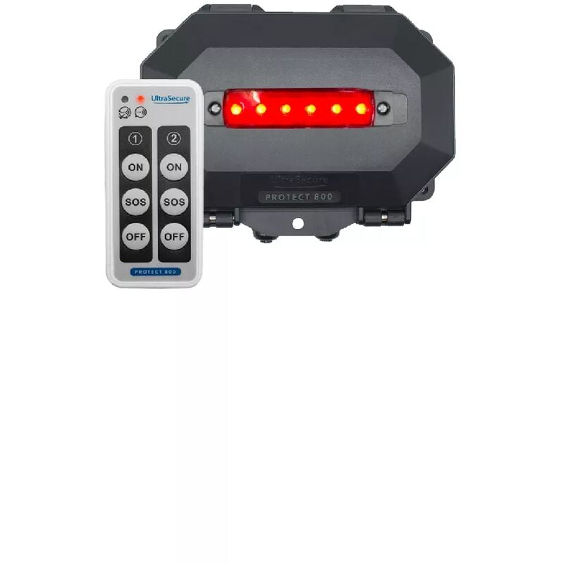Récepteur LED rouge armable extérieur sans fil 800m & télécommande - 2 zones / 2 sorties relais réglables (PROTECT 800)