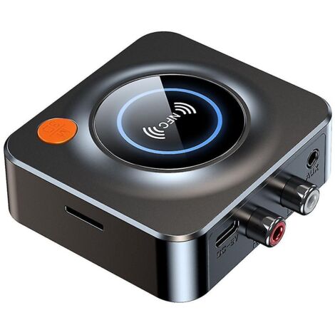 Récepteur NFC Bluetooth 5.1, prise auxiliaire 3,5 mm RCA, adaptateur audio stéréo Hi-Fi sans fil, marche/arrêt automatique pour Ca--