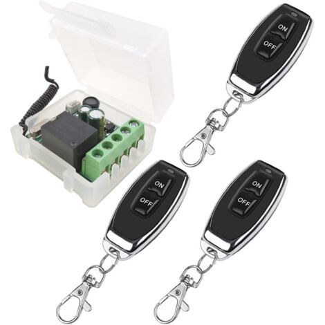 Récepteur radio 433 MHz pour motorisation – Tension 100-250V – Contrôle à distance jusqu'à 30m – 1 canal avec 3 émetteurs inclus - 433MHz