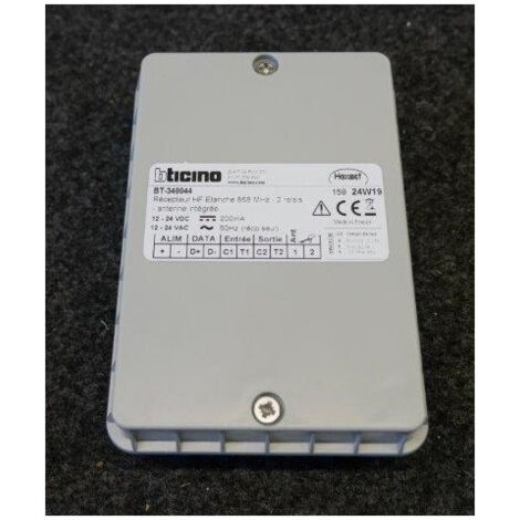 Récepteur radio étanche 2 relais pour contrôle d'accès de portail pour centrale Hexact Com BTICINO