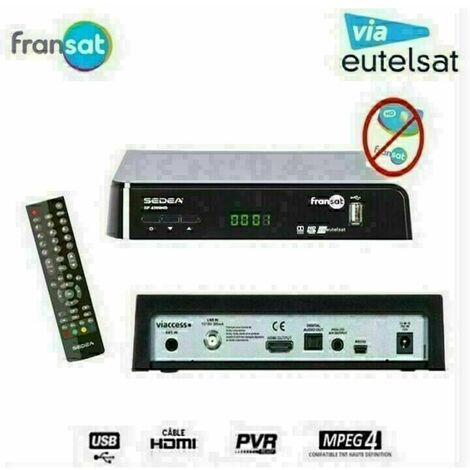 Récepteur satellite Fransat SF 4200 HD – Décodeur TNT avec réception de chaînes EUTELSAT 5° OUEST – Vendu sans carte – Hdme