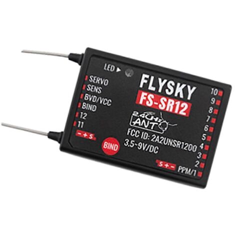 Récepteur SR12 12 canaux 2,4 GHz PWM Noir