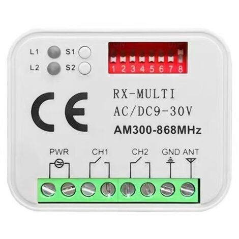 Récepteur télécommandé sans fil multifréquence pour portail, porte de garage, barrière d’accès et portes électriques – Commutateur universel à distance avec fonction marche/arrêt  yun