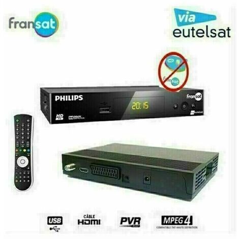Récepteur satellite Philips DSR 3031F – Démodulateur HD FRANSAT – Enregistreur USB – Compatible TNT HD – Parabole Eutelsat 5° Ouest – Hdme