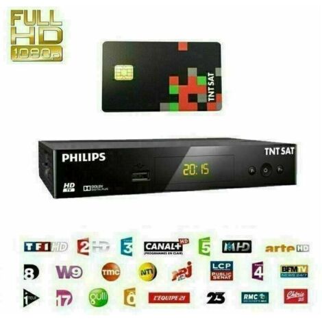Récepteur TNT HD PHILIPS DSR 3231T – Décodeur satellite avec carte TNTSAT – Sortie HDMI et audio numérique Dolby – Installation rapide – Hdme