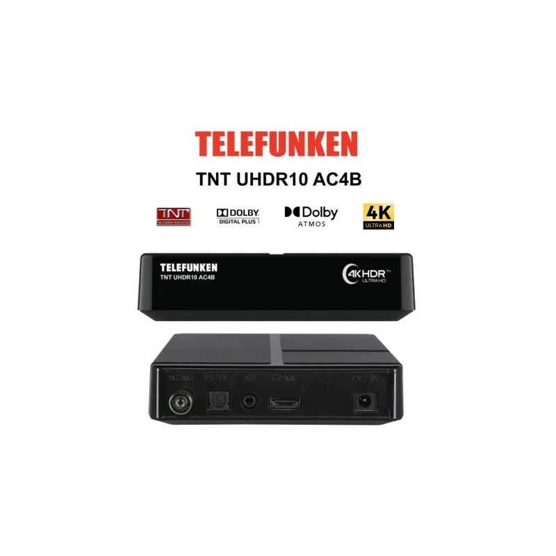 M-e - Récepteur tnt Ultra hd 4K telefunken UHDR10 AC4B – Fonction TimeShift, Lecteur Multimédia, Enregistrement sur usb pvr